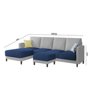 Swaloni LHS 6 Seater L Shape Sofa Set with Center Table for Living Room (Blue Grey) Premium Fabric Sofa