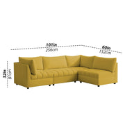 Lenser L Shaped Sofa Set for Living Room (Yellow Fabric) Premium Fabric Sofa Set
