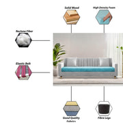 Garcia 3 Seater Sofa Set for Living Room (Blue Black Colour) Premium Fabric Sofa