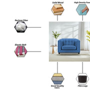 Sinclair 1 Seater Sofa Set for Living Room (Blue Colour) Premium Fabric Sofa