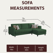 Oslo 4 Seater RHS L Shape Sofa Set for Living Room (Green Fabric) Premium Fabric Sofa Set for Living Room