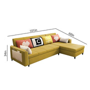 Denis 5 Seater RHS L Shape Sofa Set for Living Room (Yellow Fabric) Premium Fabric Sofa