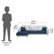 Falco LHS 4 Seater L Shape Sofa Set for Living Room (Blue Grey Fabric) Premium Fabric Sofa