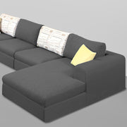 Badger LHS 6 Seater L Shape Sofa Set for Living Room (Black Fabric) Premium Fabric Sofa