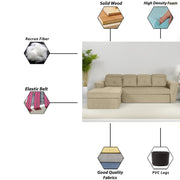 Elvi LHS 6 Seater L Shape Sofa Set for Living Room (Cream Fabric) Premium Fabric Sofa