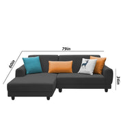 Casaliving Kaven LHS 4 Seater L Shape Sofa Set for Living Room (Black Fabric)