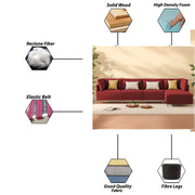 Salina LHS 6 Seater L Shape Sofa Set for Living Room (Black) Premium Fabric Sofa