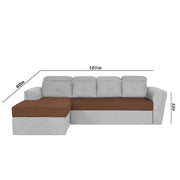 Elvi LHS 6 Seater L Shape Sofa Set for Living Room (Brown Grey Fabric) Premium Fabric Sofa