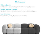 Casaliving Vetras Modern Velvet Bubble Cloud Sofa, Tufted Design Upholstered 3 Seater Sofa Set for Living Room,(Blue Colour) Premium Velvet Fabric Sofa