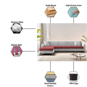 Garcia LHS 6 Seater L Shape Sofa Set for Living Room (Black Grey - Colour) Premium Fabric Sofa Set