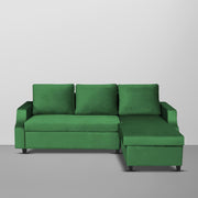 Asper RHS 4 Seater L Shape Sofa Set for Living Room (Green Fabric) Premium Fabric Sofa
