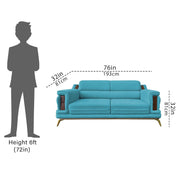 Falconar 3 Seater Sofa Set for Living Room (Turquise Fabric) Premium Fabric Sofa