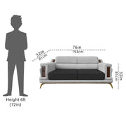 Falconar 3 Seater Sofa Set for Living Room (Black Grey Fabric) Premium Fabric Sofa