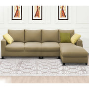 Rihan 6 Seater L Shape Sofa Set Living Room (Cream Fabric) Right Side Sofa