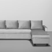 Asper RHS 6 Seater L Shape Sofa Set for Living Room (Grey Fabric) Premium Fabric Sofa