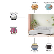 Blustin LHS 4 Seater L Shape Sofa Set for Living Room (Grey Fabric) Premium Fabric Sofa
