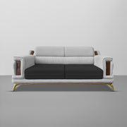 Falconar 3 Seater Sofa Set for Living Room (Black Grey Fabric) Premium Fabric Sofa