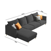 Casaliving Stanly LHS 6 Seater L Shape Sofa Set for Living Room (Black Fabric)