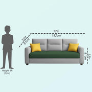 Evona 3 Seater Sofa Set for Living Room (Green Grey Colour Fabric) Premium Fabric Sofa