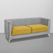 Ember 3 Seater Sofa Set for Living Room (Yellow Grey Colour) Premium Fabric Sofa