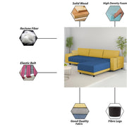 Linus RHS 4 Seater L Shape Sofa Set for Living Room (Yellow Blue Fabric) Premium Fabric Sofa
