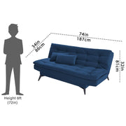 Casaliving Draxy 3 Seater Sofa Cum Bed for Living Room (Blue Colour) Premium Fabric Sofa Set