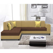 Rio 6 Seater L Shape Sofa for Living Room | Color - Cream Brown Leatherette | Left Side Sofa