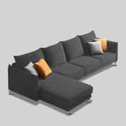Casaliving Stanly LHS 6 Seater L Shape Sofa Set for Living Room (Black Fabric)