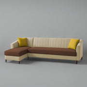 Neyami LHS 6 Seater L Shape Sofa Set for Living Room (Cream Brown) Premium Fabric Sofa Set
