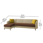 Neyami LHS 6 Seater L Shape Sofa Set for Living Room (Cream Brown) Premium Fabric Sofa Set