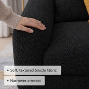 Elora Modern Premium Boucle Fabric Sofa, Upholstered 3 Seater Sofa Set for Living Room, (Black Colour) Premium Boucle Fabric Sofa