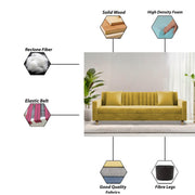 Garcia 3 Seater Sofa Set for Living Room (Blue Black Colour) Premium Fabric Sofa