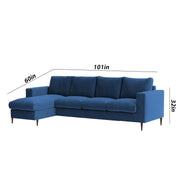 Charmi LHS 6 Seater L Shape Sofa Set for Living Room (Blue Fabric) Premium Fabric Sofa
