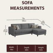 Oslo 4 Seater RHS L Shape Sofa Set for Living Room (Dark Grey Fabric) Premium Fabric Sofa Set for Living Room