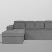 Elvi LHS 6 Seater L Shape Sofa Set for Living Room (Dark Grey Fabric) Premium Fabric Sofa