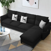 Andon 6 Seater L Shape Sofa Set for Living Room (Black Grey Fabric) Left Side Sofa