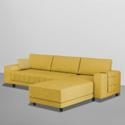 Linus RHS 4 Seater L Shape Sofa Set for Living Room (Yellow Fabric) Premium Fabric Sofa