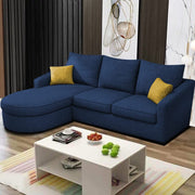 Shrank Round Lounger L Shape 4 Seater Sofa Set for Living Room (Blue) Fabric Sofa | LHS