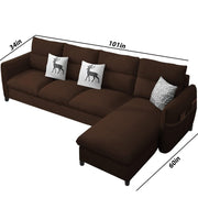 Andon 6 Seater L Shape Sofa Set for Living Room (Black Grey Fabric) Left Side Sofa