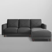 Swaloni RHS 4 Seater L Shape Sofa Set with Center Table for Living Room (Black) Premium Fabric Sofa