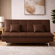 Danny 3 Seater Sofa Cum Bed Leatherette Fabric (Black) with Two Cushions Perfect for |Home Living |Office Room and Guest Room Premium Sofa