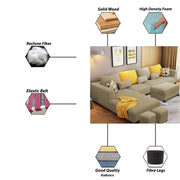 Minta LHS 8 Seater L Shape Sofa Set with Ottoman & 2 Puffy for Living Room (Green Fabric)