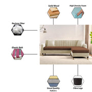 Grayon 3 Seater Convertible Sofa Set for Living Room, 3 Seater & Ottoman Modular Sectional Couch for Small Space (Black Colour) Fabric Sofa Set