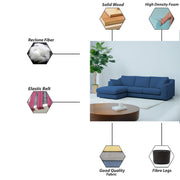 Cortina LHS 4 Seater L Shape Sofa Set for Living Room (Blue Fabric) Premium Fabric Sofa