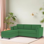 Blustin LHS 4 Seater L Shape Sofa Set for Living Room (Green Fabric) Premium Fabric Sofa