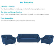 Casaliving Anyse 3+1+1 Seater Sofa Set for Living Room (Blue Colour) Premium Fabric Sofa Set