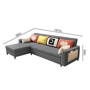 Denis 5 Seater L Shape Sofa Set for Living Room (Dark Grey Fabric) Premium Fabric Sofa