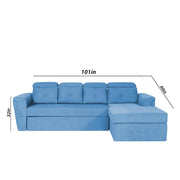 Elvi RHS 6 Seater L Shape Sofa Set for Living Room (Turquise Fabric) Premium Fabric Sofa