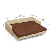 Ashton RHS 4 Seater L Shape Sofa Set with Center Table for Living Room (Cream Brown Fabric) Premium Fabric Sofa
