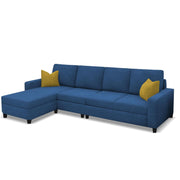 Casaliving Gerio 6 Seater LHS L Shape Sofa Set for Living Room (Blue Fabric) Premium Fabric Sofa